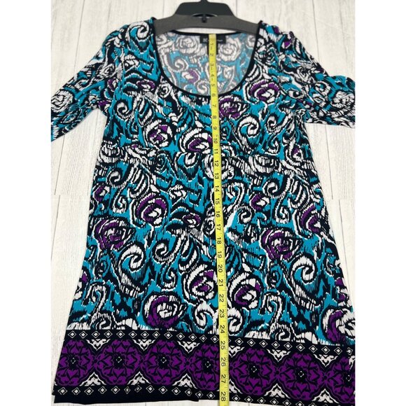 INC Womens X-Large Multicolor Abstract Print 3/4 Sleeve Top With Scoop Neck - Picture 5 of 13